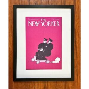 Framed 1925 The New Yorker Magazine February 28 Frueh Police Scooter